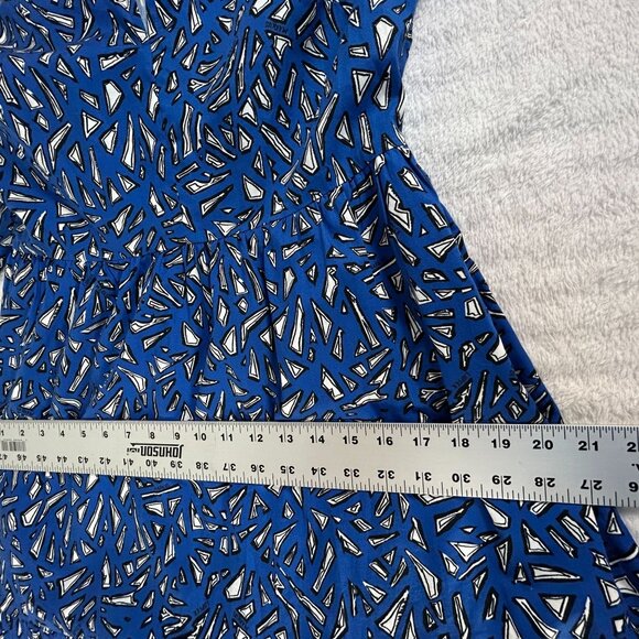 Markus Lupfer Womens Blue Geometric Print Short Sleeve Tiered Midi Dress Size 8 - Picture 11 of 12